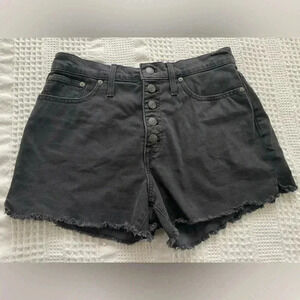 Madewell Denim Charcoal Wash Women’s Shorts Raw Hem Button Fly Size 29 Cotton